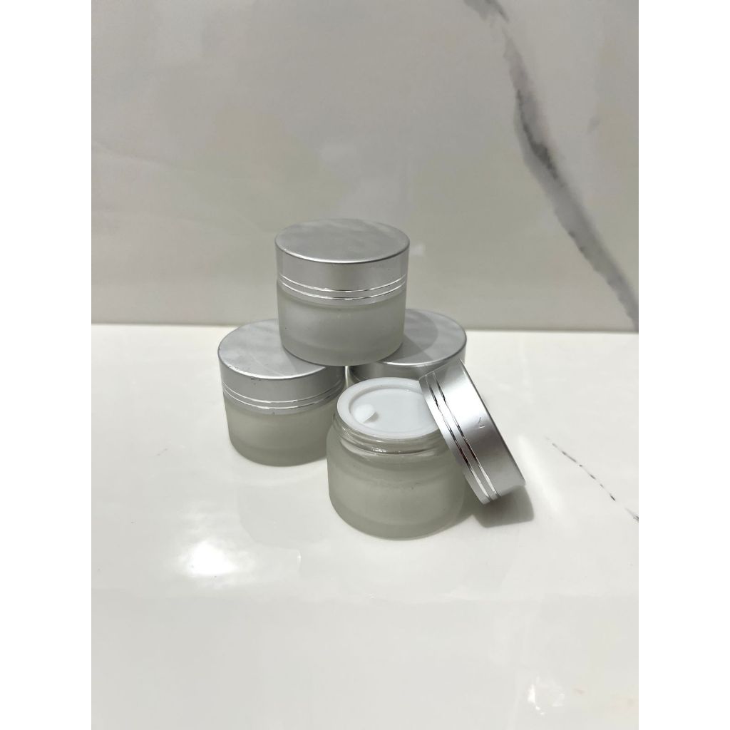 Pot Kaca Frosted 15g Tutup Putih 15 g Glass Frosted Jar