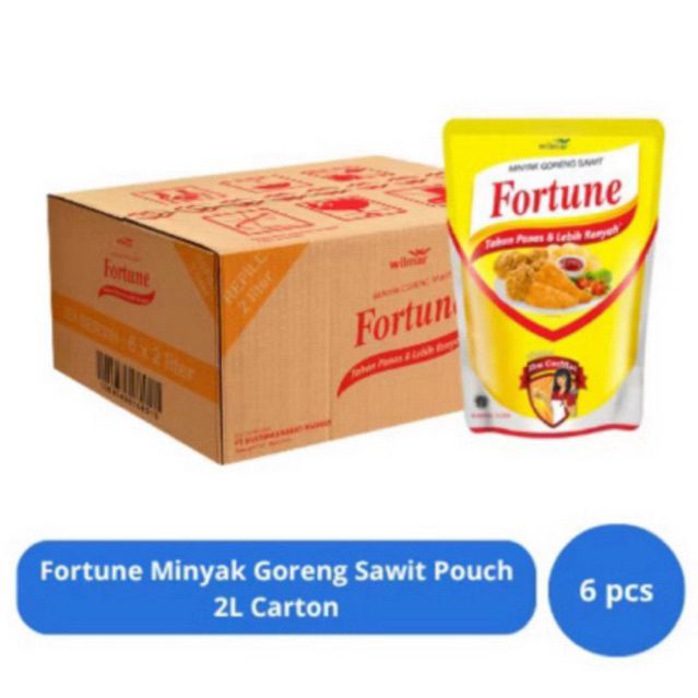 (1DUS) Minyak Goreng Fortune 2 Liter - 6 Pouch, Bebas Kolesterol, Vitamin E, Omega 9