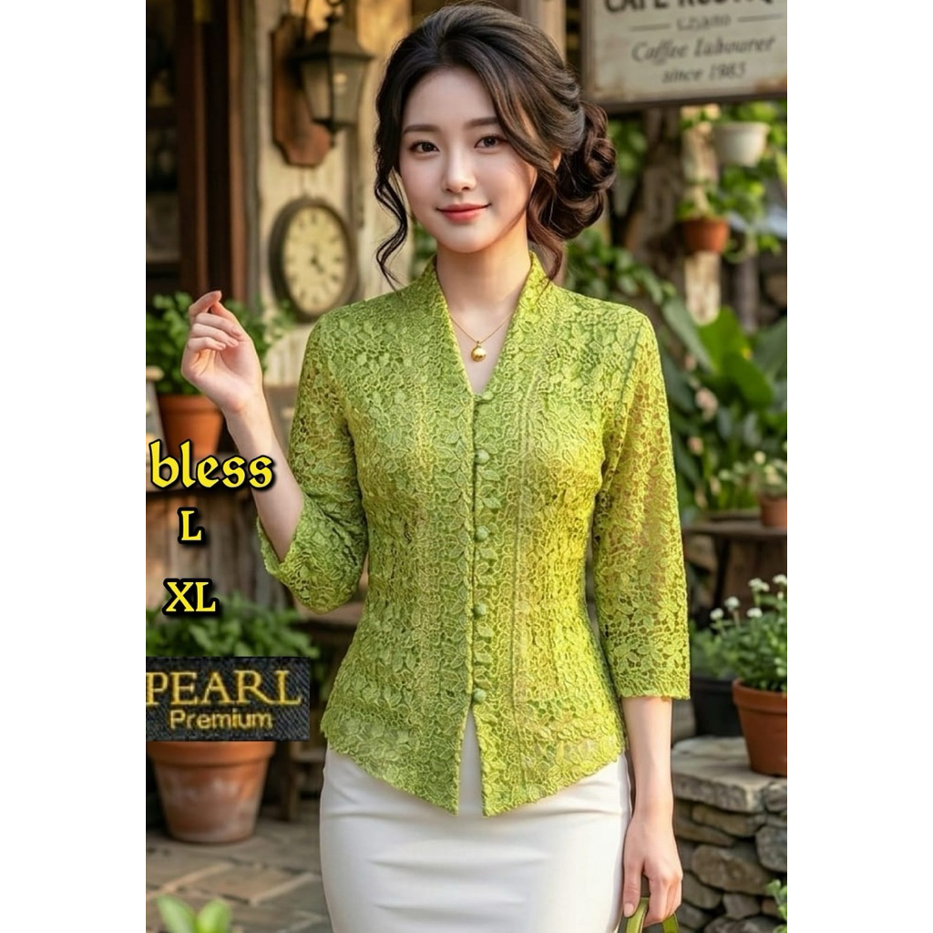 Atasan kebaya brokat hoki by pearl premium Blus brokat terbaru