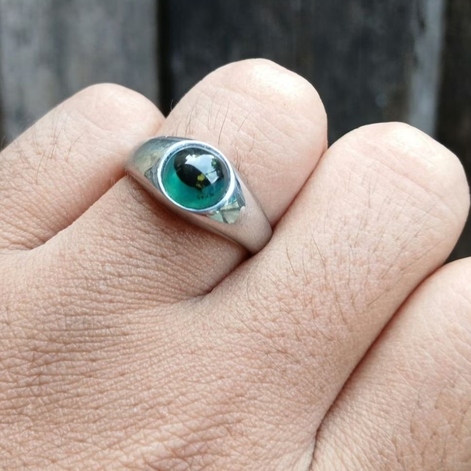 Cincin batu bacan kembang kristal minimalis natural