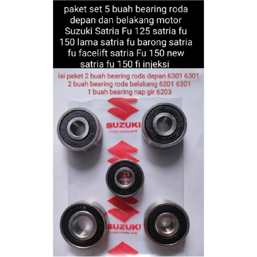 paket set 5 bearing roda depan belakang Suzuki smash lama smash new smash titan smash 110 Shogun lam