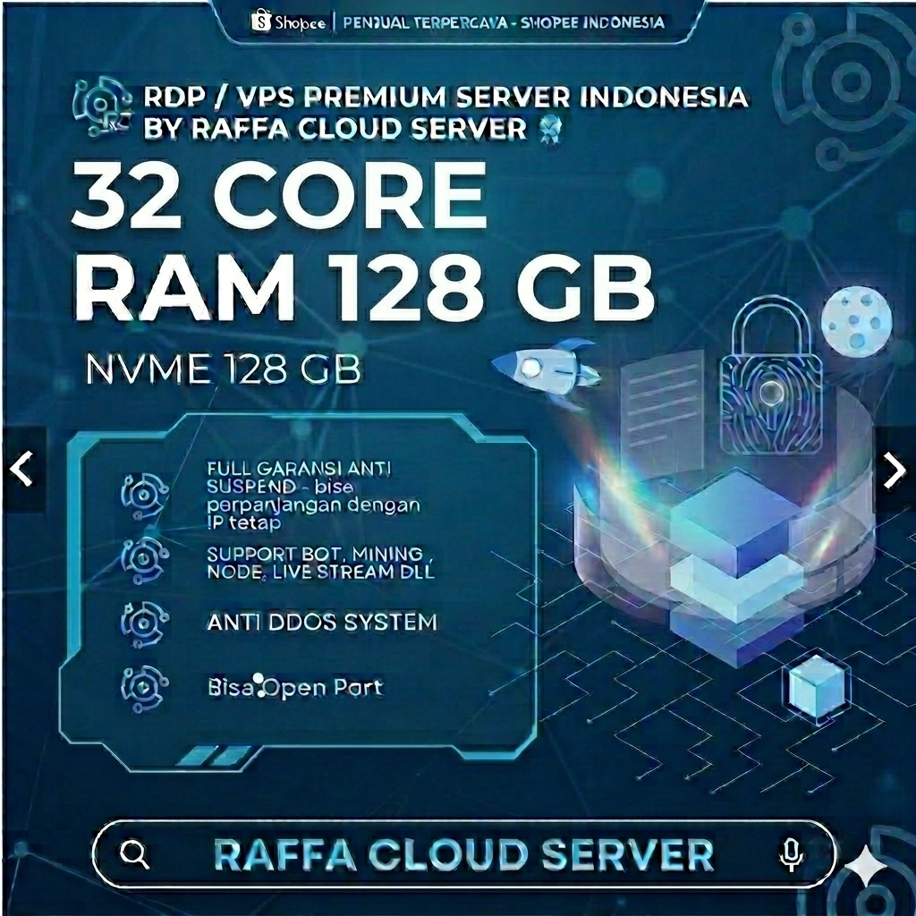 RDP / VPS LEGAL PREMIUM INDONESIA 32 CORE RAM 128 GB MURAH HARIAN, MINGGUAN, BULANAN, TAHUNAN  FULL 