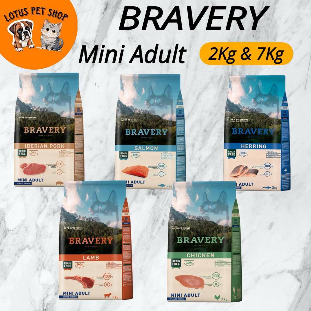 Dog Food BRAVERY Freshpack Mini Breeds Adult 2Kg 7Kg GrainFree Hypoallergenic Makanan Anjing Small B