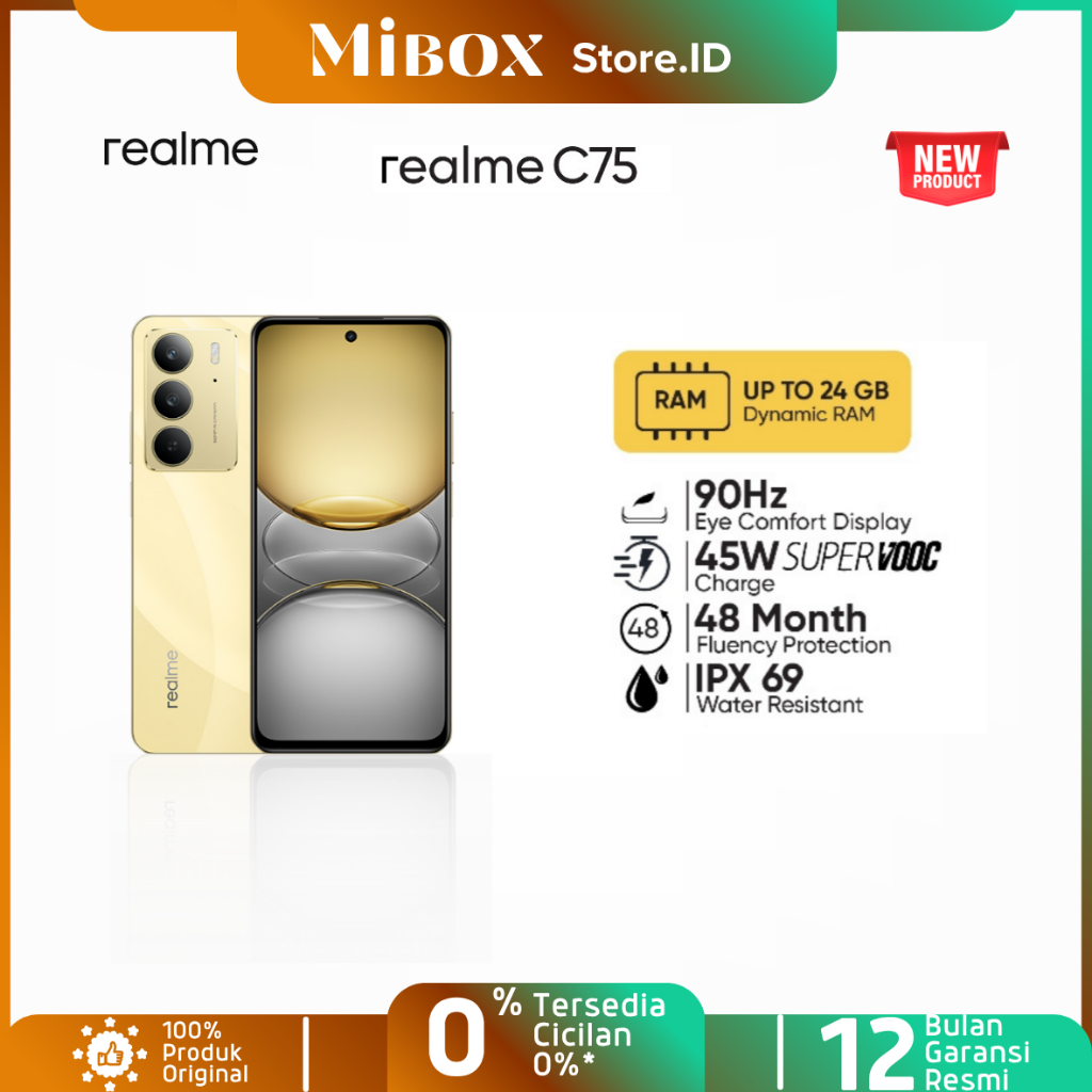 Realme C75 NFC RAM 8/128GB & 8/256GB Garansi RESMI,Mediatek Helio G92 Max,6000 mAh