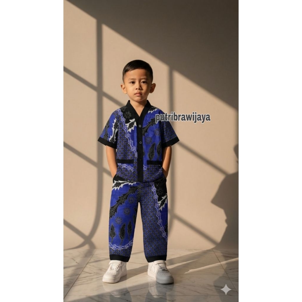 Setelan baju anak bayi balita motif batik kekinian termurah laki laki perempuan usia 1-5 tahun