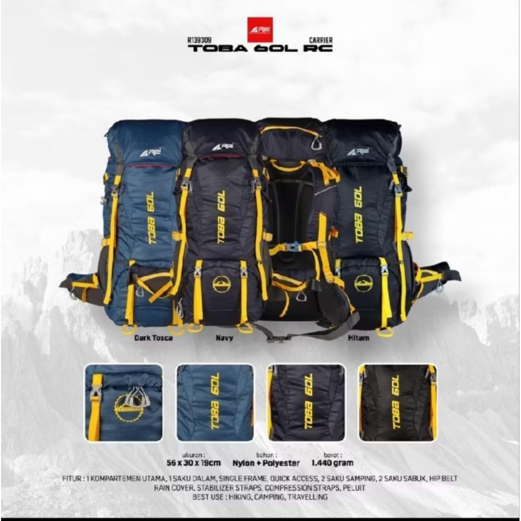 Tas Gunung / Carrier Toba 60 Liter Arei Original Outdoorgear