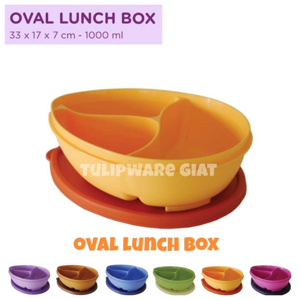 Twin Tulipware SALE OVAL LUNCH BOX 1000 ml Wadah Bekal Oval Sekat 3 Tulipware Kita