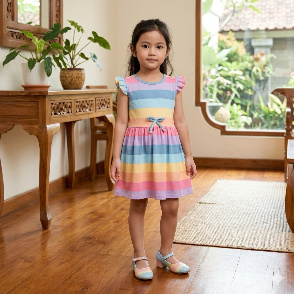 FASHION BAYI-Dress Bayi anak perempuan usia 1-5 Tahun Motif pelangi TERBARU/ Setelan baju anak perem
