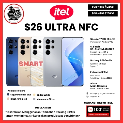 HP ITEL S26 ULTRA 8/256GB, S26 ULTRA 8/128GB, S23 8/256GB & S23 8/128GB (Garansi Resmi ITEL 1 Tahun)