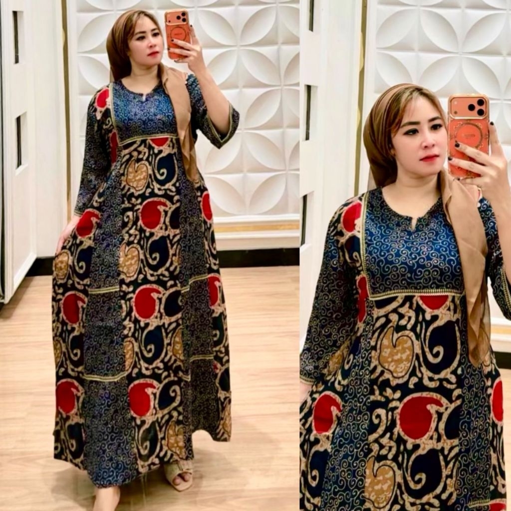 daster panjang storjoan motif batik bahan rayon tuwil