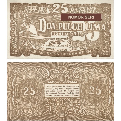 25 Dua puluh Lima Rupiah Orida Sumatera Souvenir Replika Repro