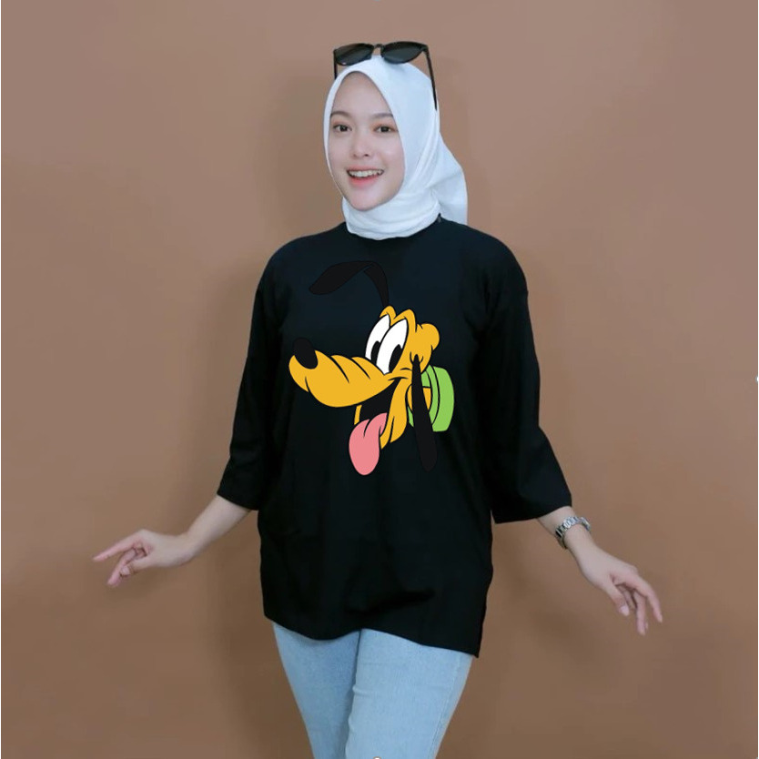 Kaos Oversize Atasan Wanita Lengan Panjang - Kaos Atasan Wanita Lengan 7/8 Terbaru
