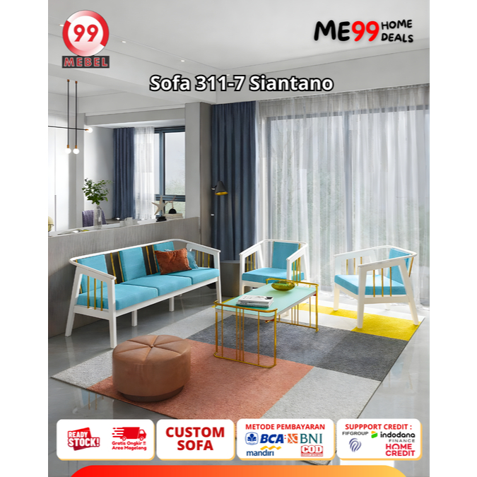 Sofa 311-7 SIANTANO sofa ruang tamu minimalis sofa biru sofa hijau sofa tipis sofa