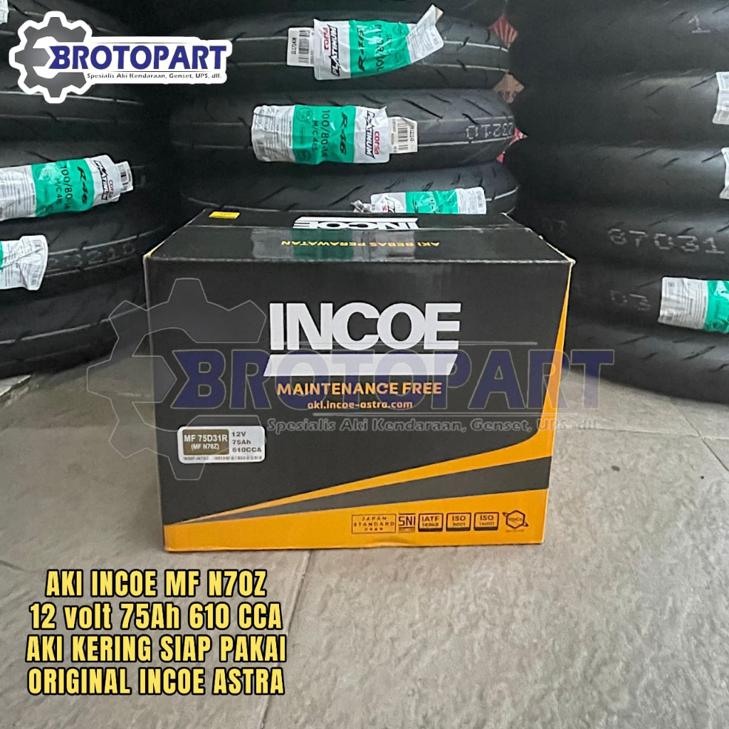 Aki Mobil INCOE N70Z 75D31R MF Aki kering 12Volt 75Ah ORIGINAL INCOE ASTRA