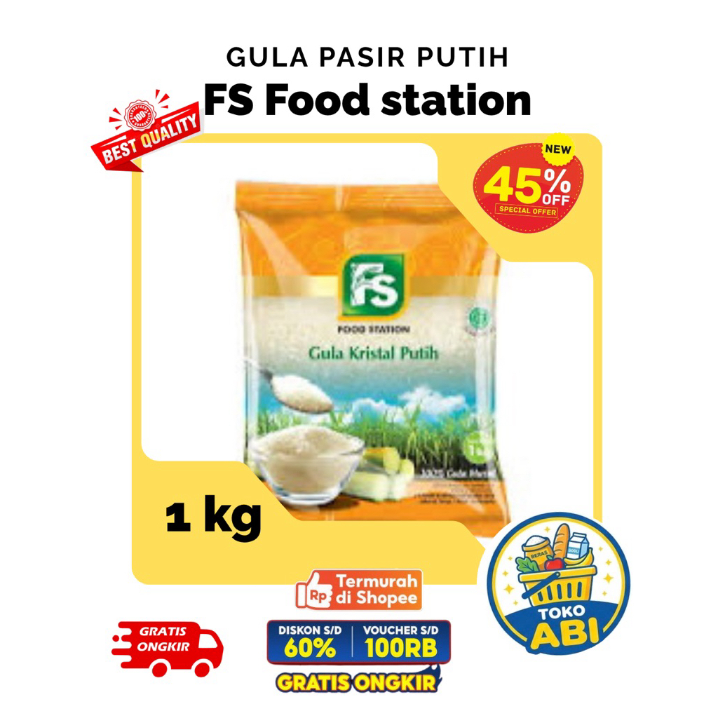 GULA PASIR 1 Kg / GULA PASIR FS FOOD STATION 1 KG / GULA PASIR PROMO MURAH