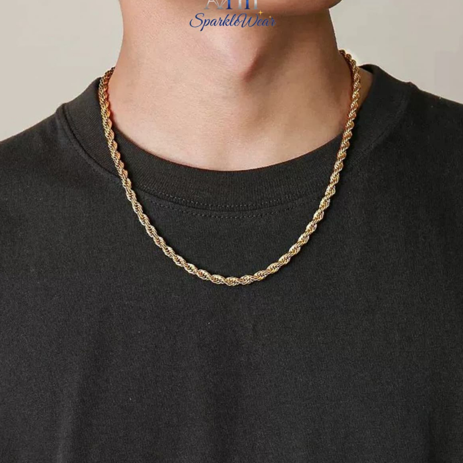 Kalung Rantai Tambang Titanium Premium Anti Luntur Pria Wanita 2-5mm