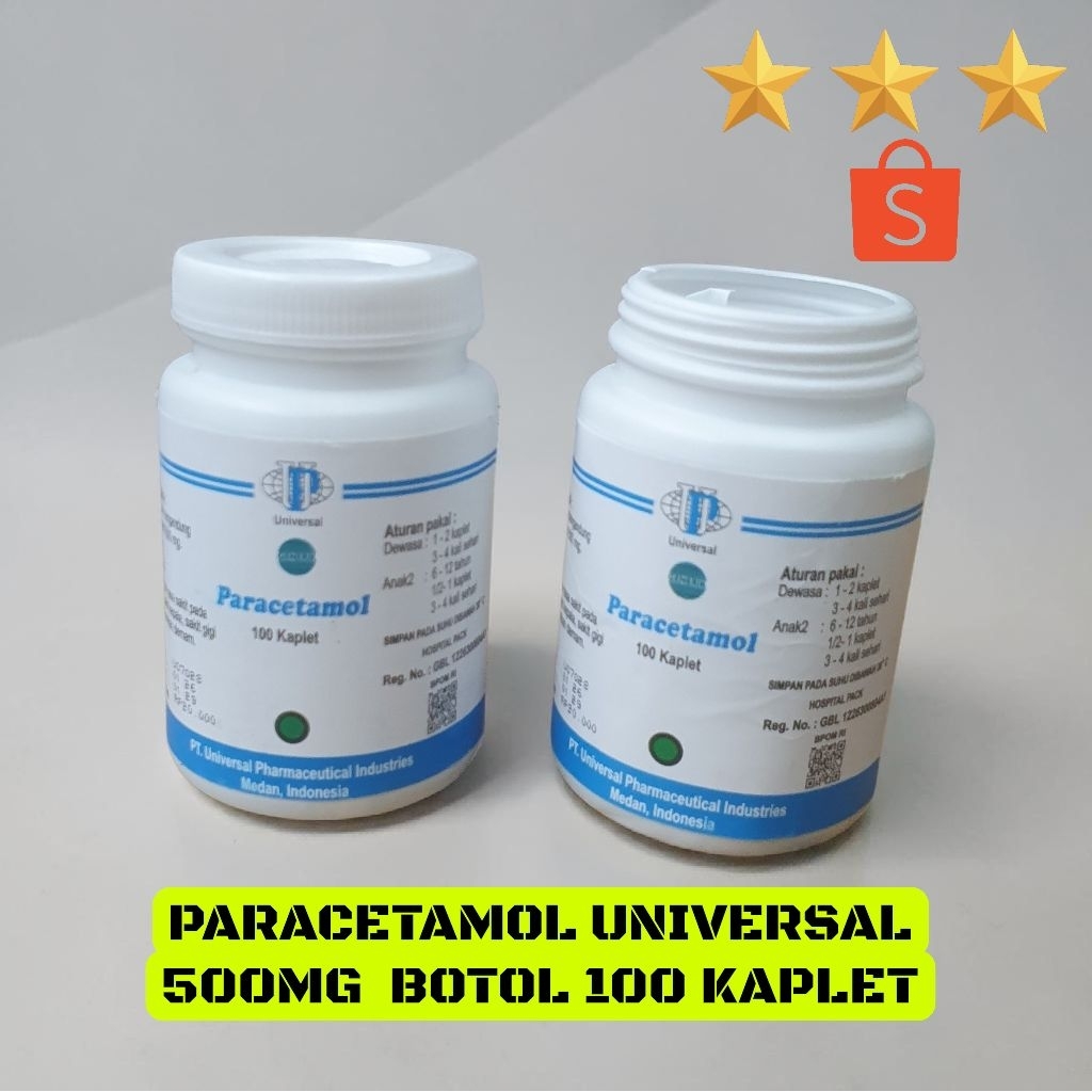 PARACETAMOL UNIVERSAL POT 500MG BOTOL 100 KAPLET