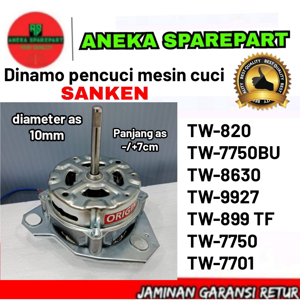 dinamo pencuci/wash mesin cuci SANKEN TW-820TW-7750BUTW-8630TW-9927TW-899 TFTW-7750TW-7701 as 10MM t