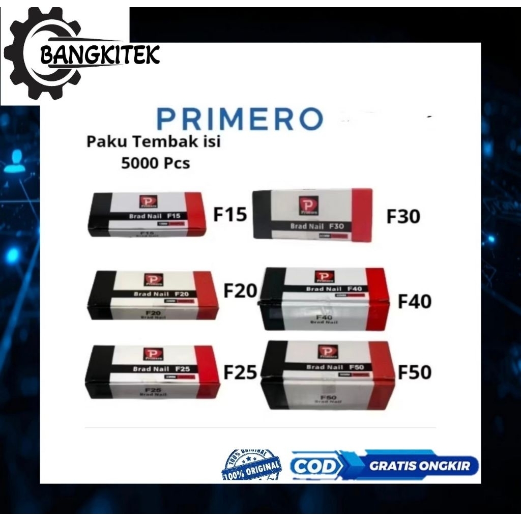 Paku Tembak isi 5000Pcs F15,F20,F25,F30,F40,F50 Primero/Isi Staples Primero/Refill Paku Tembak Prime