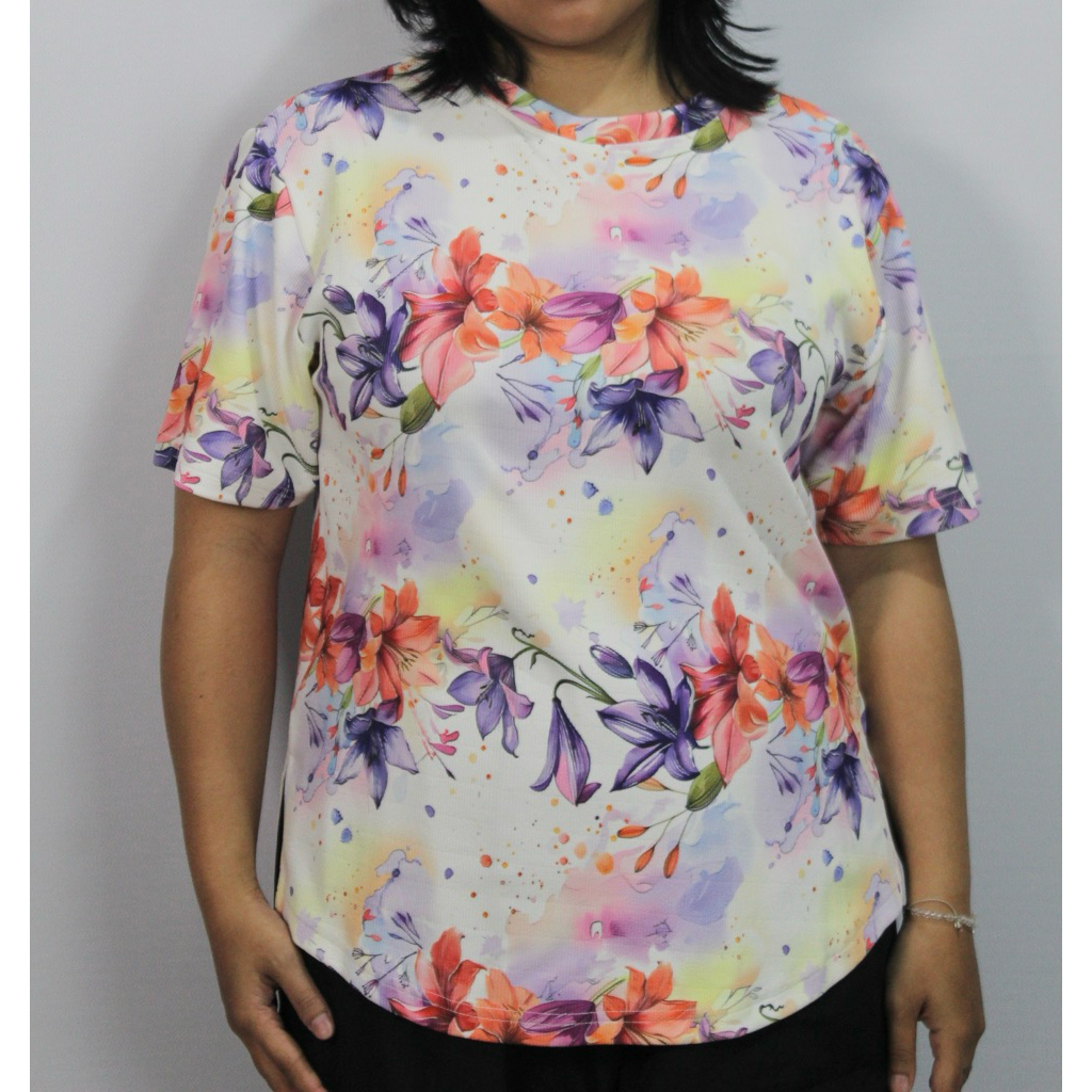 kaos wanita jumbo printing motif bunga | atasan wanita jumbo