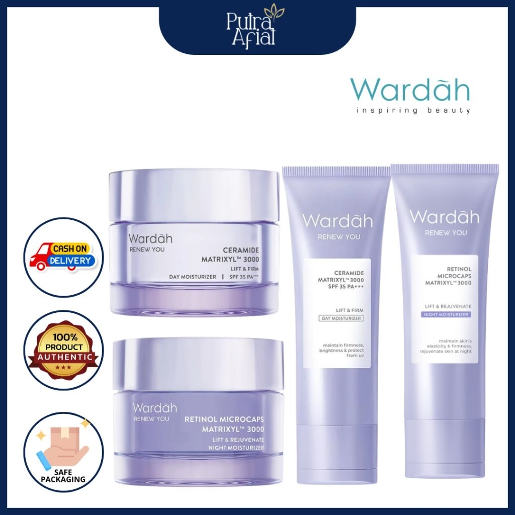 Wardah Renew You Day Cream & Night Cream Anti Aging Krim Wajah Siang Malam Anti Kerutan | Mencerahka