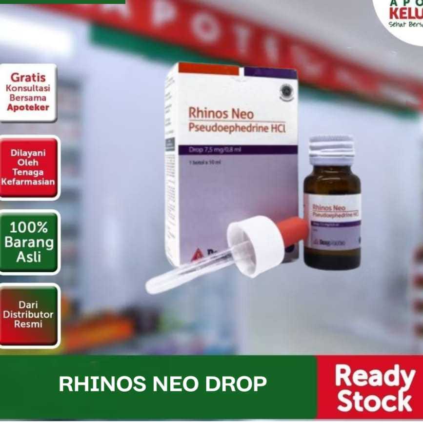 Rhinos Neo Drops Obat Pilek Bayi 10 ml - Pseudoephedrine HCl, Meringankan Hidung Tersumbat, Untuk An