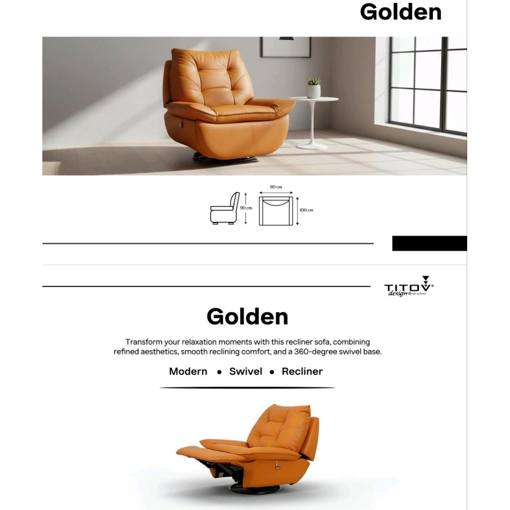 Titov Sofa jenis Sofa Recliner type Golden, sesuai foto barang asli original, garansi resmi titov so
