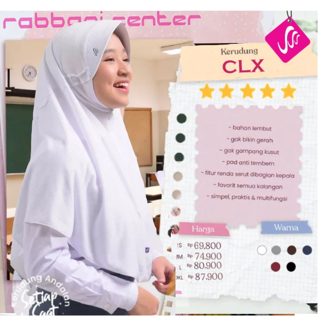 Rabbani innova CLx  kerudung rabbani ori jilbab rabbani jilbab sekolah rabbani kain serat tipis[best