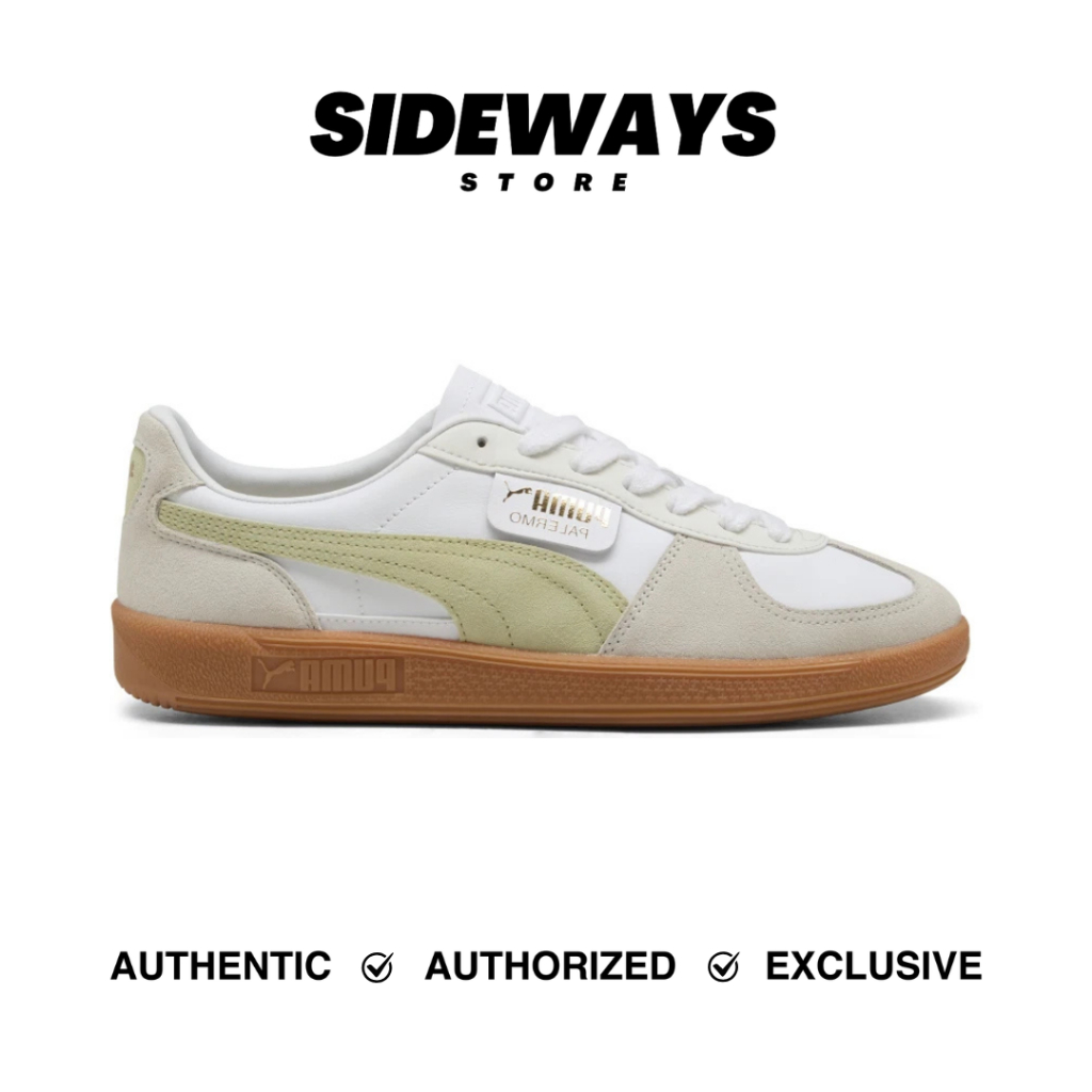Puma Palermo Leather Vapor Grey White Green - 100% Original Guarantee