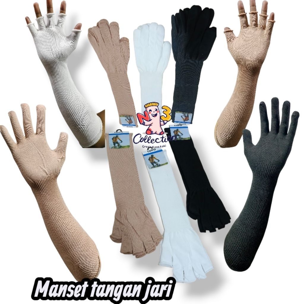 manset sarung tangan panjang full jari dan buntung, rajut katun  tebal dan lembut