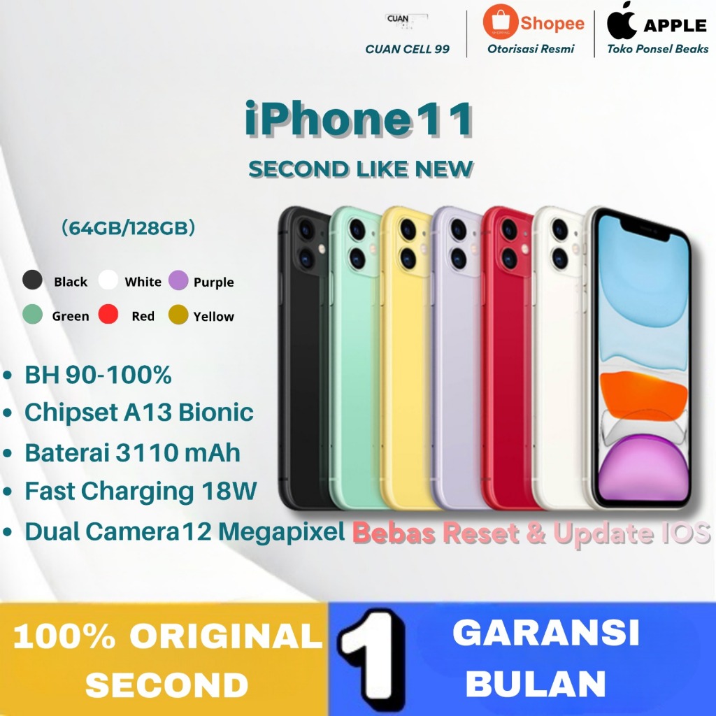 HP Iphone 11 RAM 64GB/128GB SECOND INTER 100% NORMAN FULLSET DAN BERGARANSI