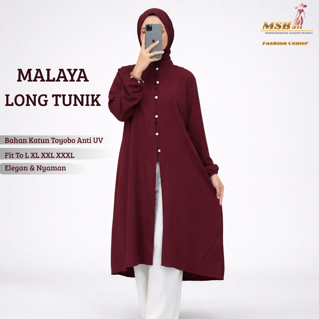 Malaya Long Tunik - Baju Atasan Wanita Kekinian Terbaru