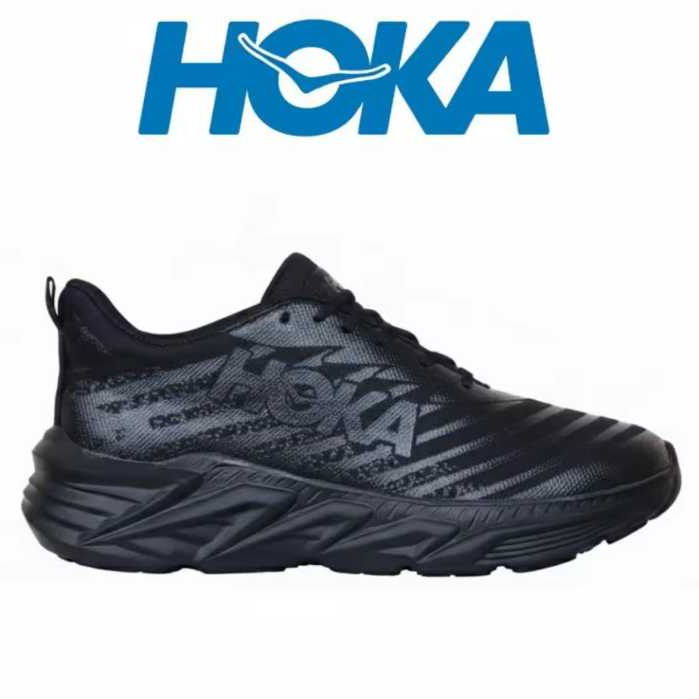 SEPATU PRIA HOKA RUNNING OLAHRAGA FITNESS RUNNING PRIA DAN WANITA HOKA HITAM POLOS