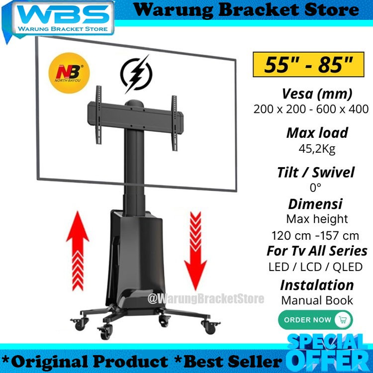 Bracket Standing tv Motorized 50 55 60 65 70 75 80 85 Inch Untuk Display TV LCD LED OLED NB G85 55-8