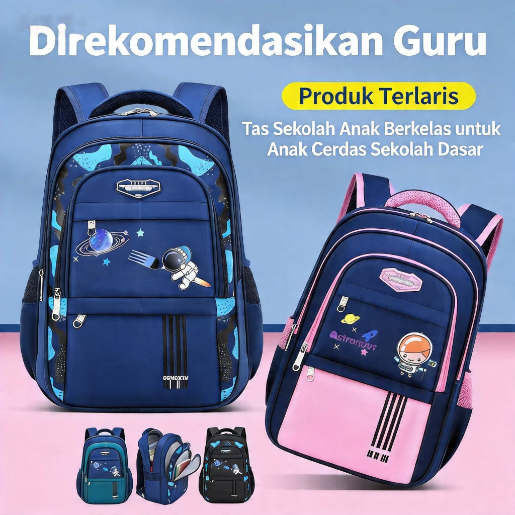Tas ransel sekolah dasar untuk anak laki-laki kelas 1-6, dirancang untuk mengurangi beban di pundak 