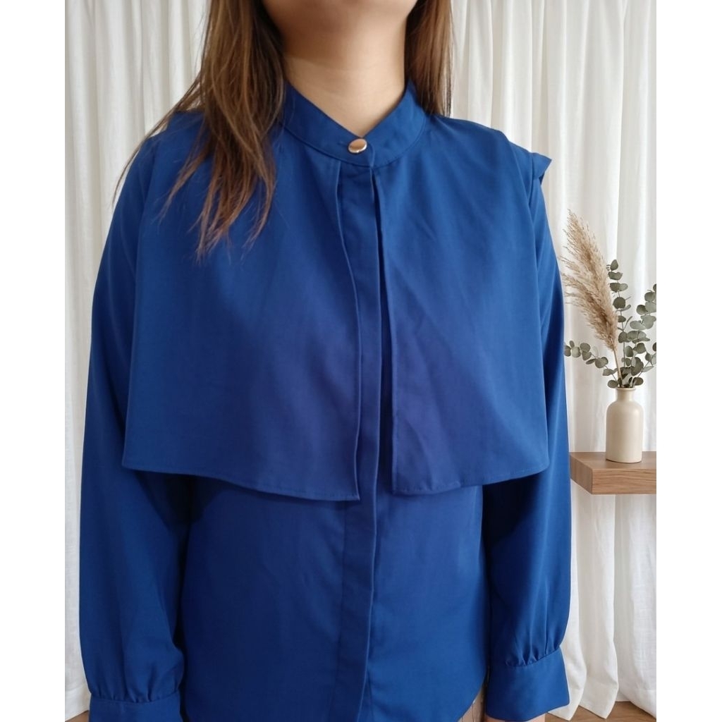 preloved blouse navy sailor navy / blouse kancing navy sailor depan belakang