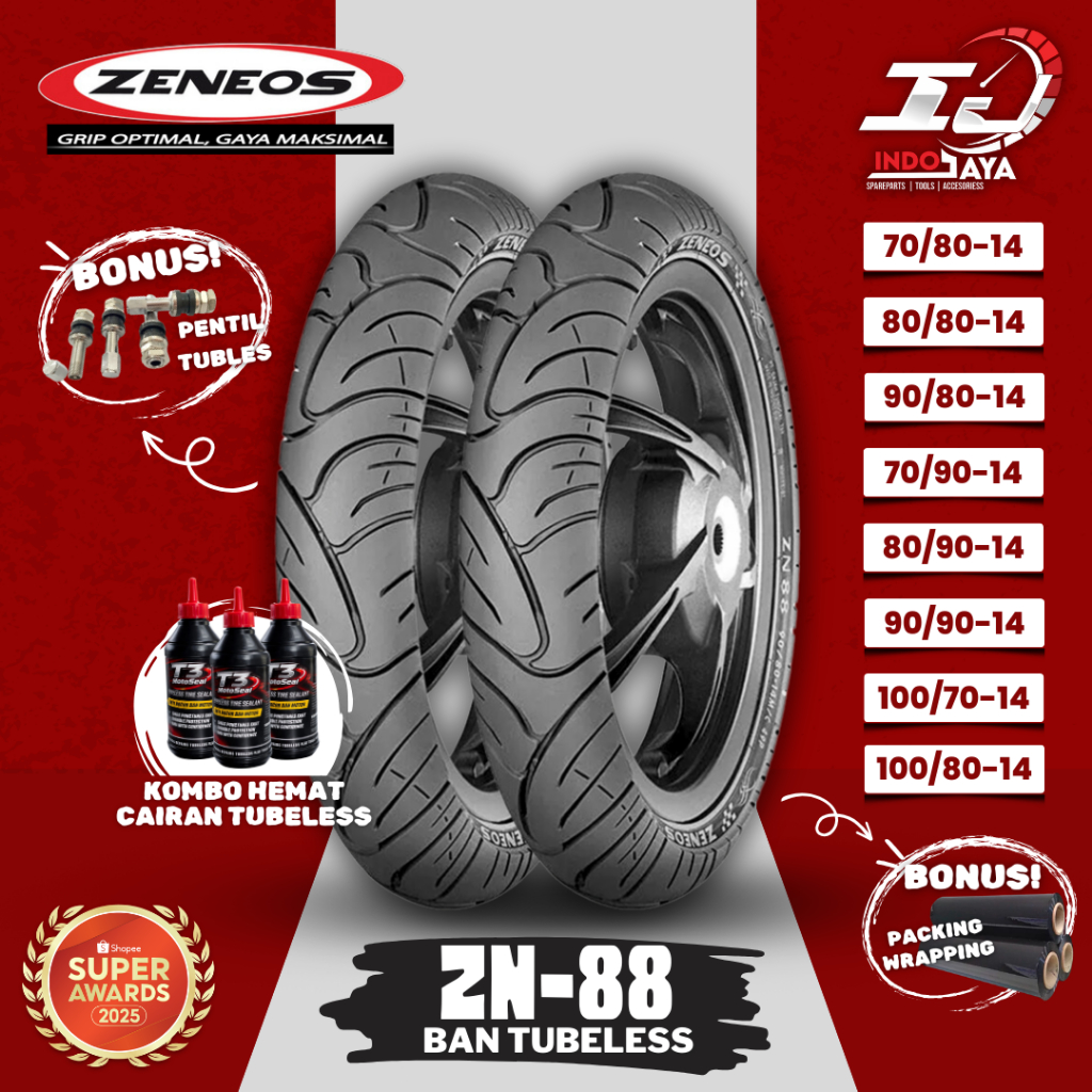 [READY COD] BAN LUAR TUBELESS ZENEOS ZN88 (70/80-14 - 80/80-14 - 90/80-14 - 70/90-14 - 80/90-14 - 90