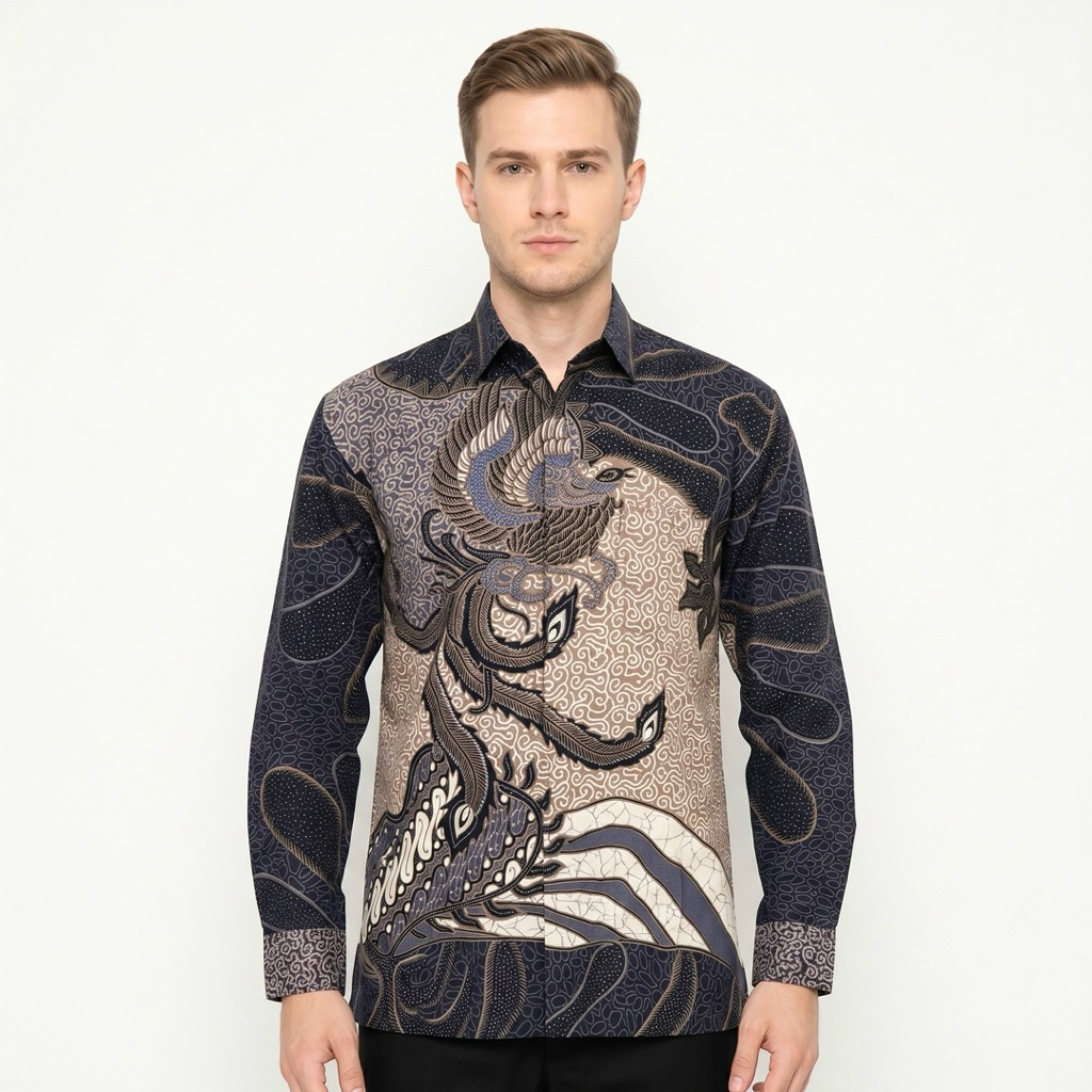 |Magnus| Kemeja Batik Pria Lengan Panjang Bahan Katun 40S Lapis Furring Arrow Warna Hitam