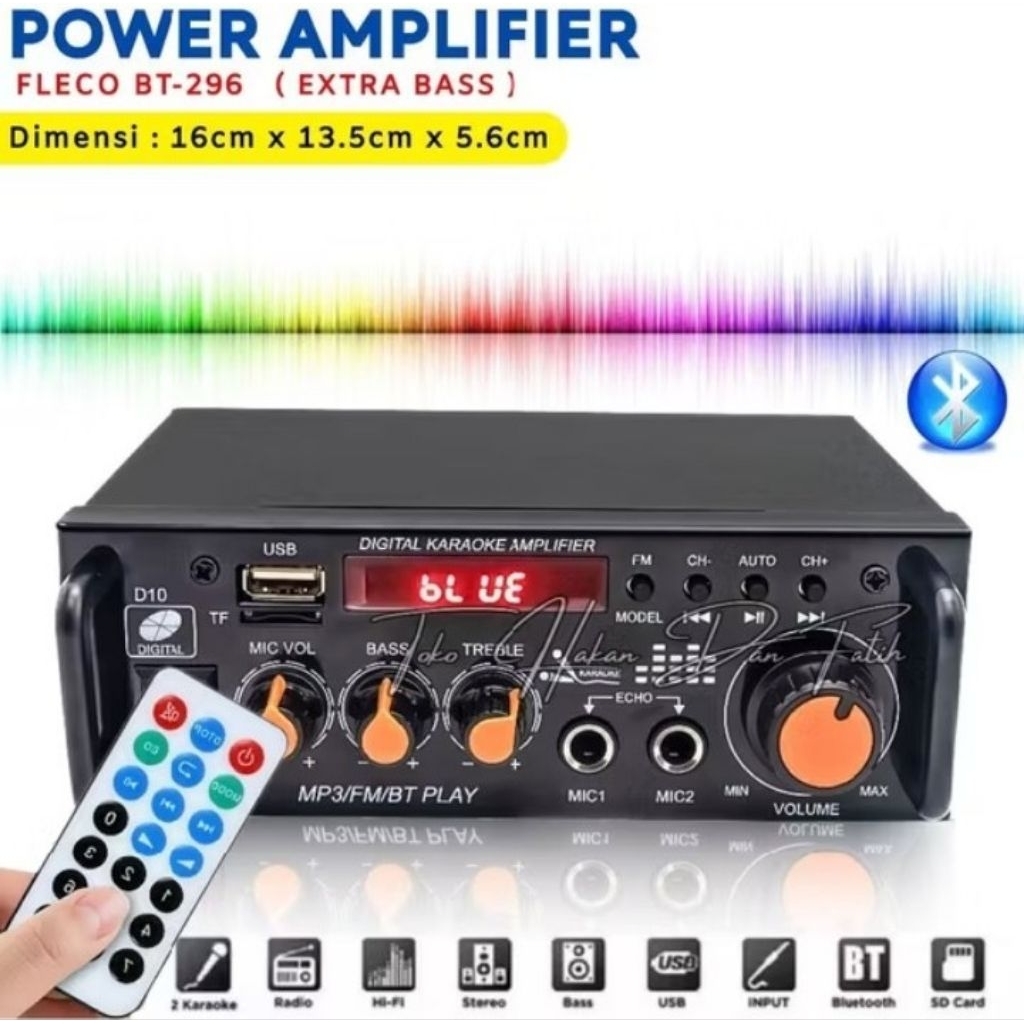 FLECO 296 POWER AMPLIFIER TERBARU 2026 AMPLIFIER BLUETOOTH SUBWOOFER KARAOKE SUPER BASS