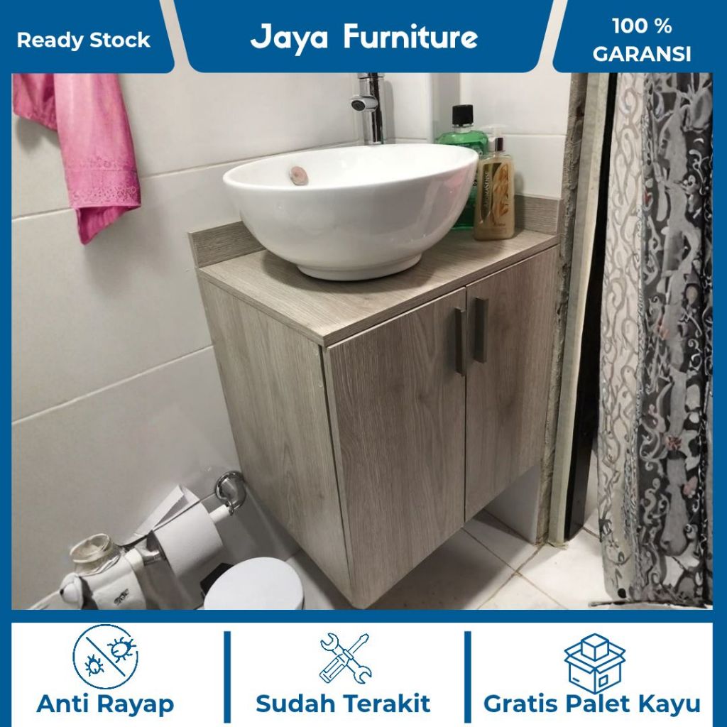 BEST SELLER Kabinet Wastafel  VANYA - 2 Pintu Minimalis Elegan - Kayu Multiplek + Tacosheet Anti Air
