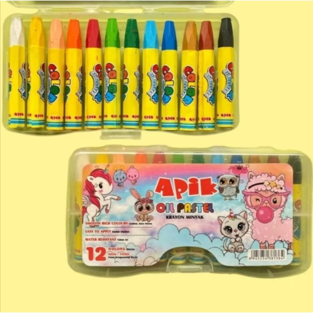 (1 SET) Crayon Apik 12 Warna / Oil Pastel Crayon Apik