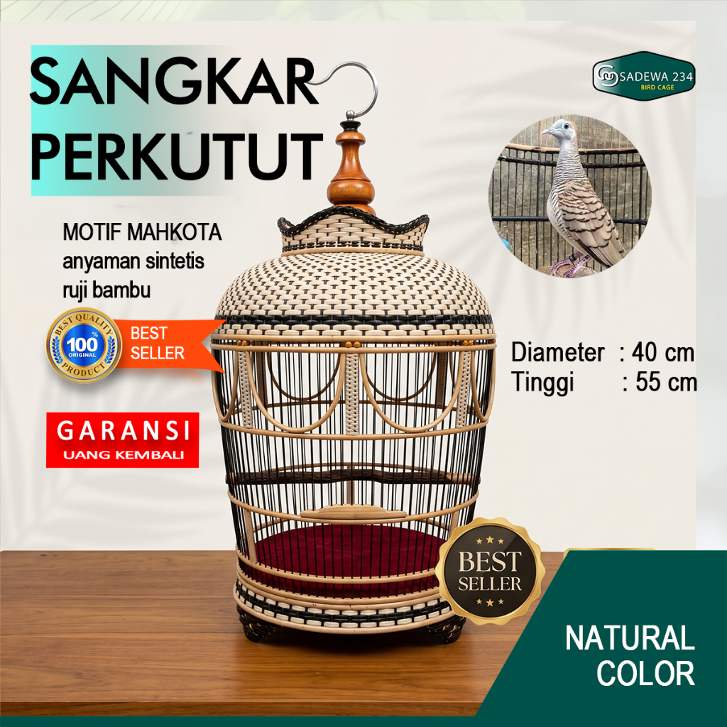 Sangkar perkutut rotan mahkota sintetis WARNA PUTIH