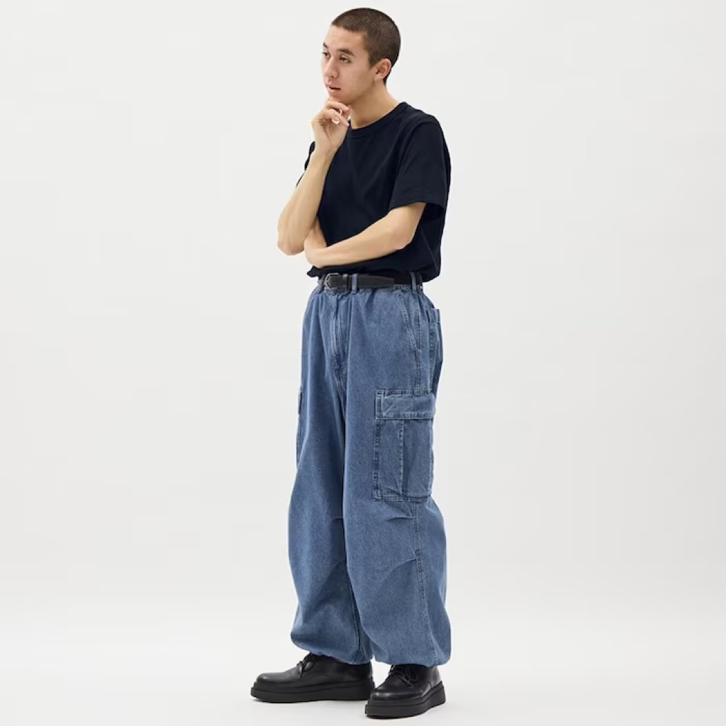 GU Superwide Cargo Ballon Pants - Blue Jeans