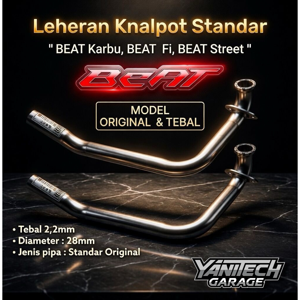 Leheran Knalpot BEAT KARBU, BEAT FI, BEAT STREET Model ORIGINAL Bahan pipa TEBAL & BERKUALITAS