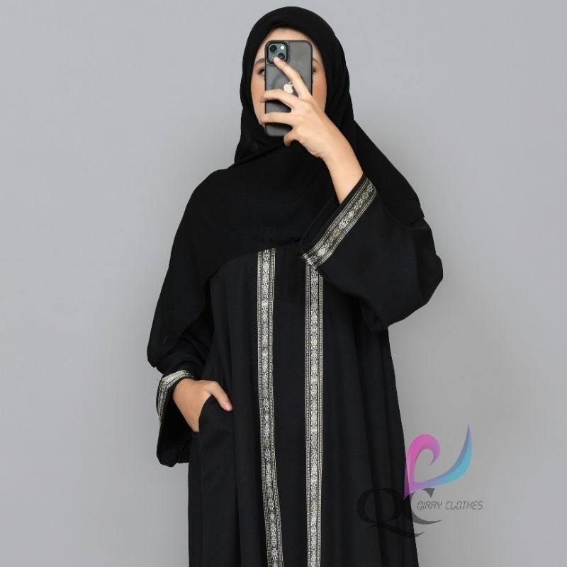 Gamis Abaya Turkey Gamis Idul Adha/Abaya dress Terbaru 2026/Abaya Saudi arab Full renda Garis Bawah/