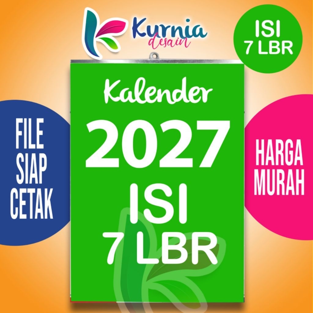 kalender 2027 isi 7 lembar / kalender sekolah / kalender perusahaan/ kalender tahun 2027/ kalender m