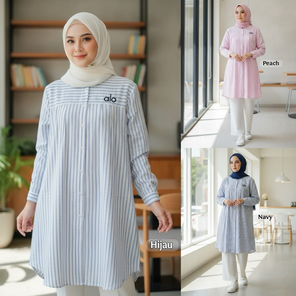 TUNIK ARA REMPEL BAHAN KATUN SALUR PREMIUM BORDIR ALO