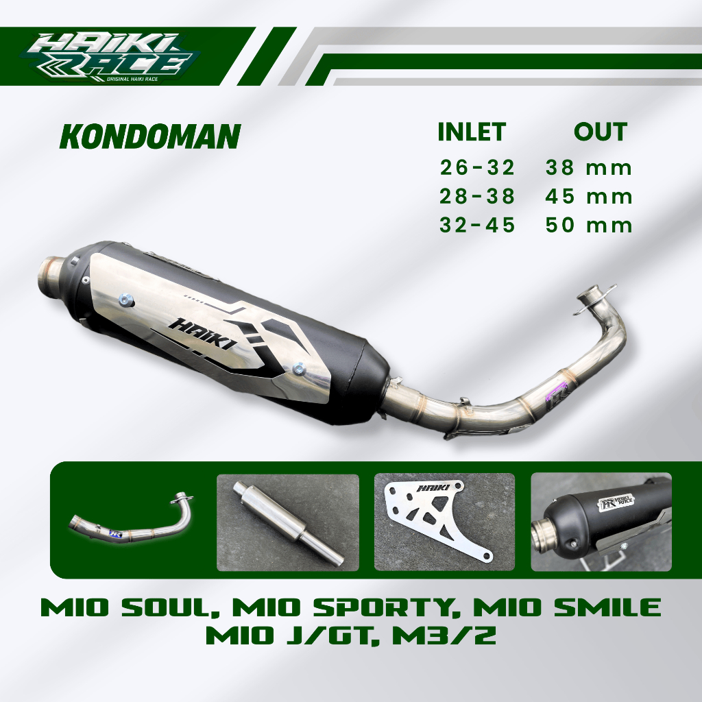 Knalpot Standar Racing KONDOMAN HAIKI RACE Mio Sporty Mio Smile Mio Soul Karbu Mio J Mio M3