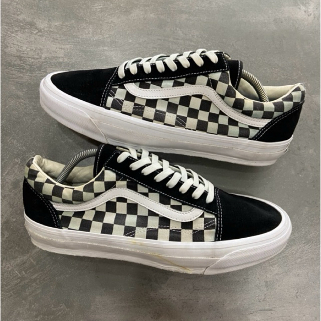 [Size 44.5] Rare Vans Premium Old Skool 36 DX Checkerboard-Print Black White Second Original Kondisi