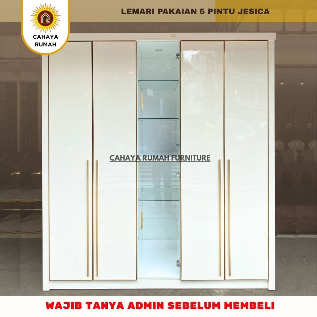 Cahaya Rumah/Lemari Pakaian 5 Pintu HPL Jesica/Lemari minimalis/Custom